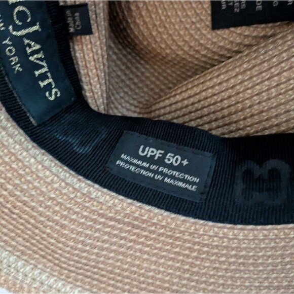 Eric Javits Classic Squishee® Straw Packable Fedora Natural Black Band Sun Hat - Picture 4 of 7